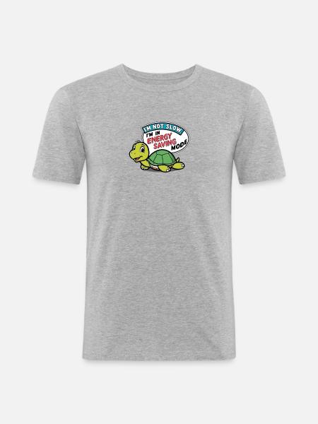 Ich bin nicht faul - Männer Slim Fit T-Shirt - Grau meliert