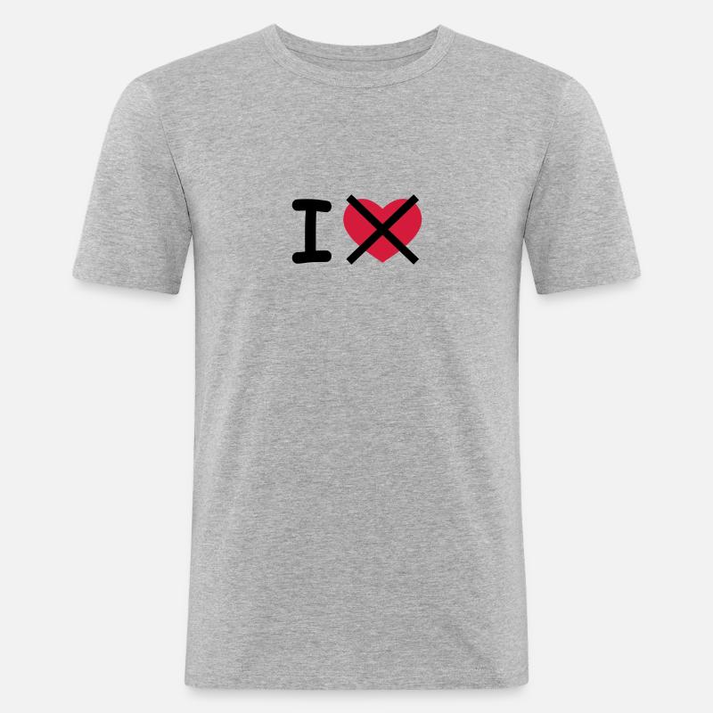 I Hate - Männer Slim Fit T-Shirt - Grau meliert