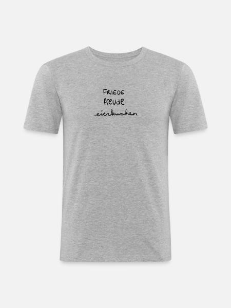 Friede - Freude - Eierkuchen - Männer Slim Fit T-Shirt - Grau meliert
