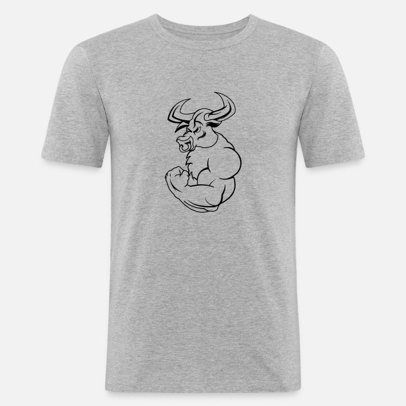 strong_taurus_01 - Männer Slim Fit T-Shirt - Grau meliert