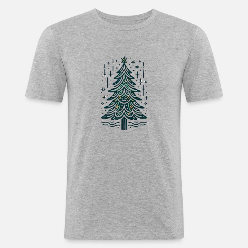 Stilvoller Weihnachtsbaum - Männer Slim Fit T-Shirt - Grau meliert