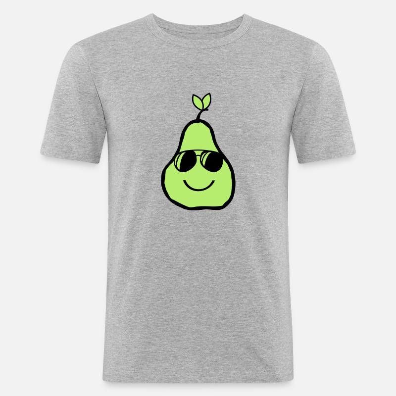coole birne - Männer Slim Fit T-Shirt - Grau meliert