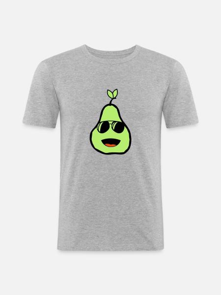 coole birne 02 - Männer Slim Fit T-Shirt - Grau meliert