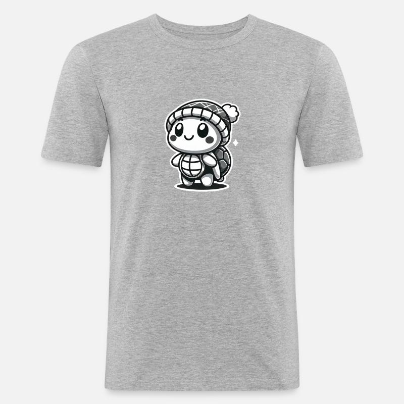 Curious Turtle - Hat Explorer - Männer Slim Fit T-Shirt - Grau meliert