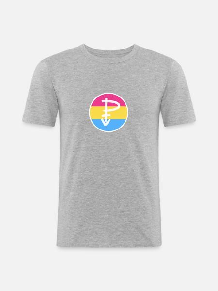Emblem Pansexual white - Men's Slim Fit T-Shirt - heather grey