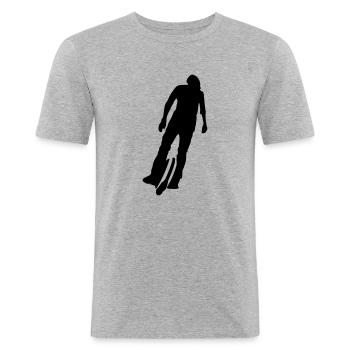 Monoroue - T-shirt près du corps Homme - gris chiné - Devant - Nik (191cm)