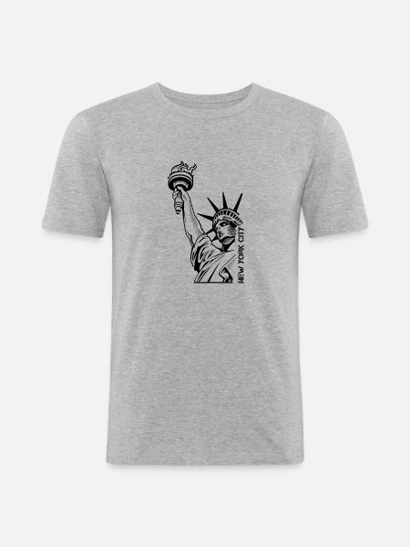 New York City - Männer Slim Fit T-Shirt - Grau meliert