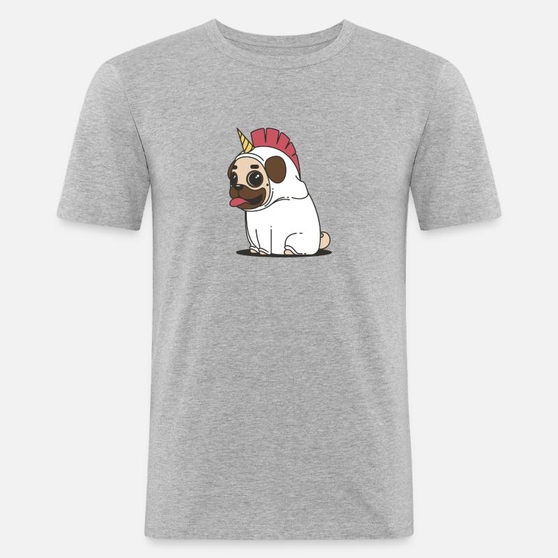 Bubule: das Einhorn Hund - Männer Slim Fit T-Shirt - Grau meliert