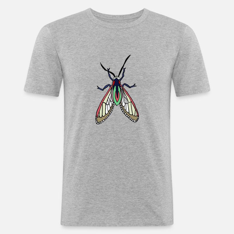 Nachtmotte Farbexplosion - Männer Slim Fit T-Shirt - Grau meliert
