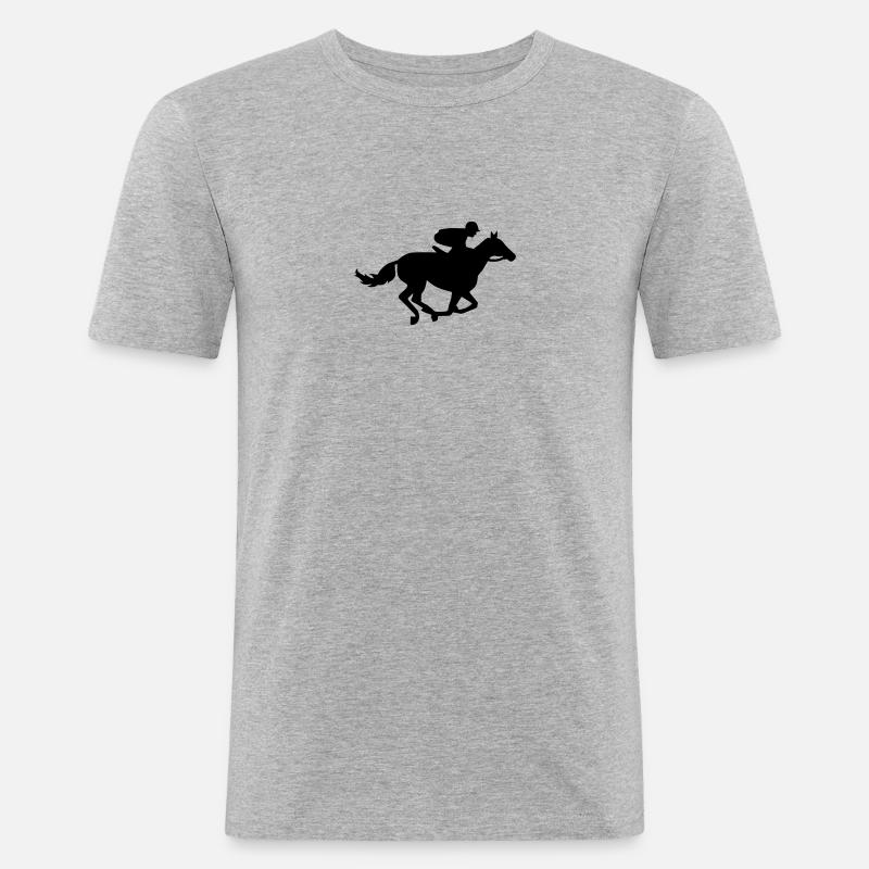 Pferderennen - Männer Slim Fit T-Shirt - Grau meliert