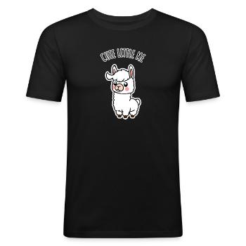 Look at me! I'm a cute little llama! - Men's Slim Fit T-Shirt - black - Front - Nik (191cm)