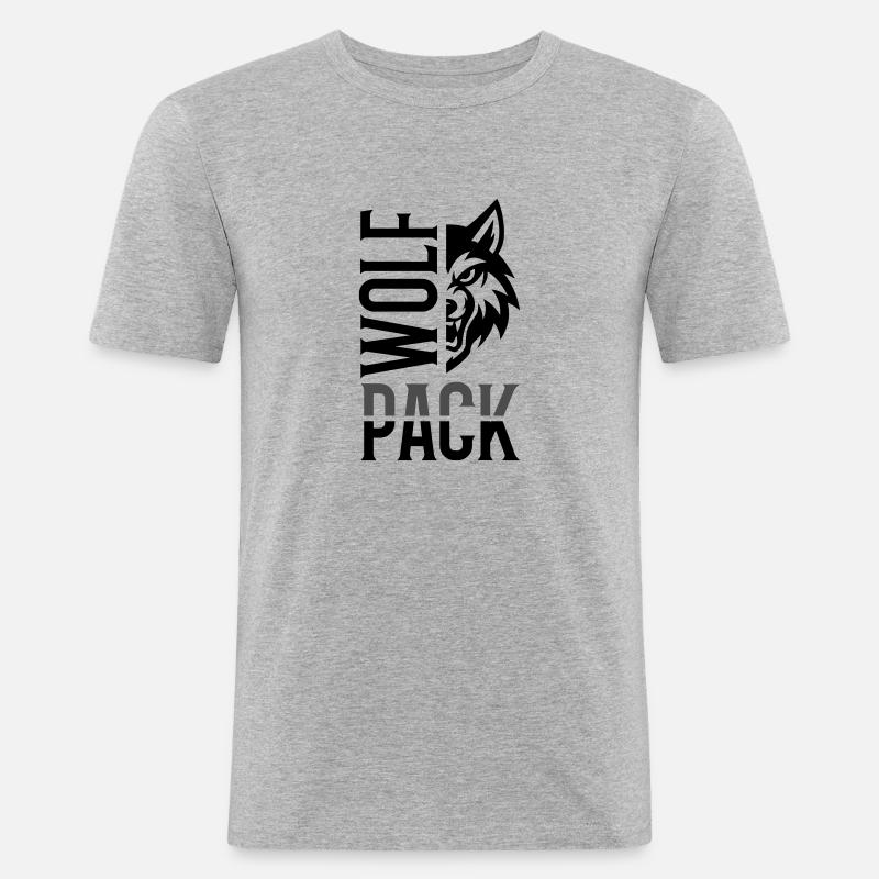 Wolf Pack Rudel - Männer Slim Fit T-Shirt - Grau meliert