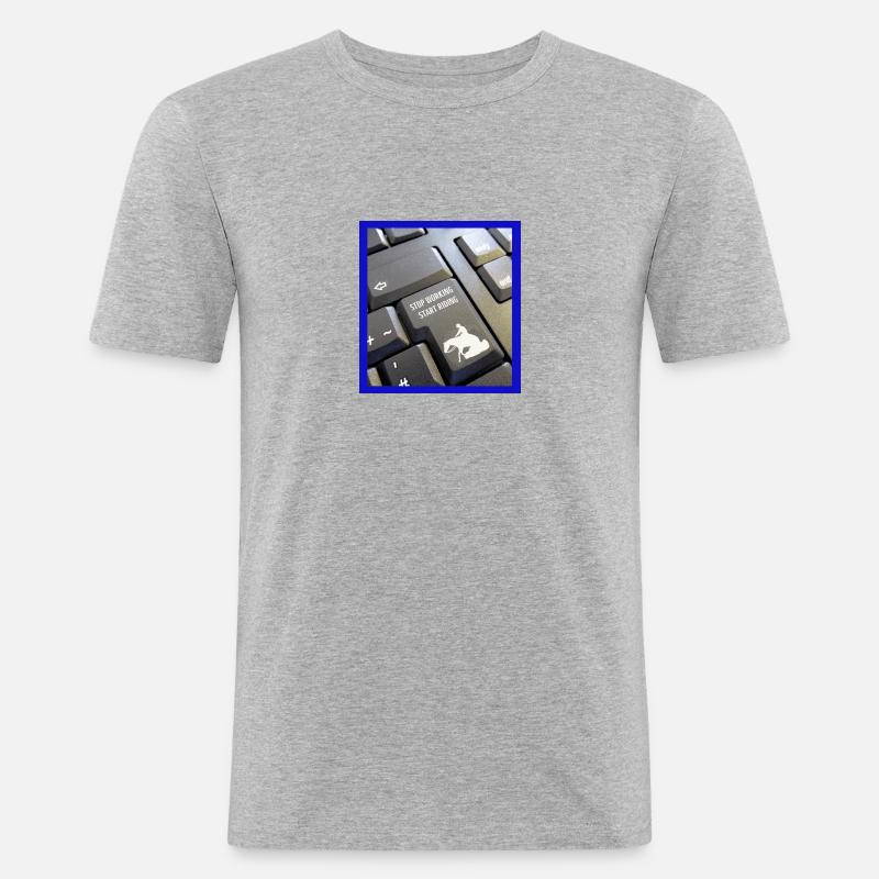 Stop working start riding - Männer Slim Fit T-Shirt - Grau meliert