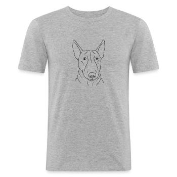 Bullterrier - Männer Slim Fit T-Shirt - Grau meliert - Vorne - Nik (191cm)