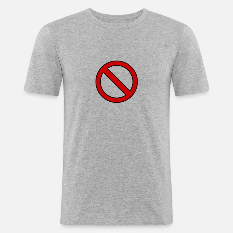 Verboten Schild Geschenk Idee - Männer Slim Fit T-Shirt - Grau meliert
