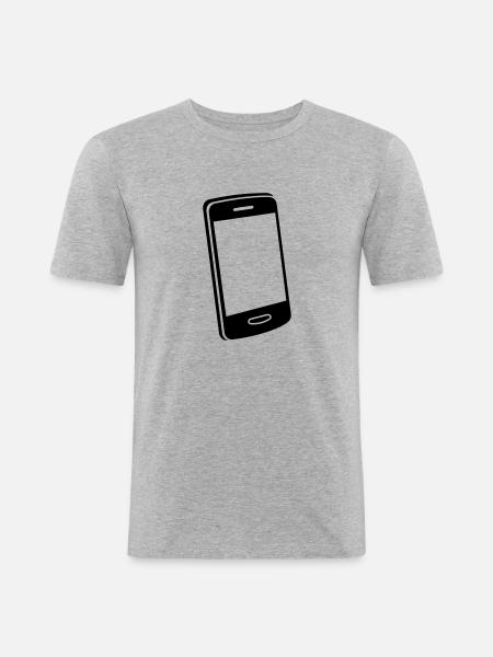 Handy Motiv - Männer Slim Fit T-Shirt - Grau meliert