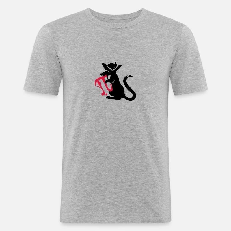 pi-rat / Pi-Ratte (e, 2c) - Männer Slim Fit T-Shirt - Grau meliert