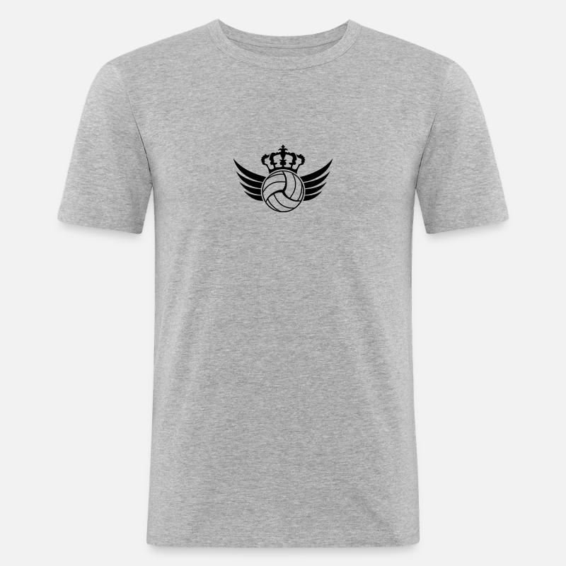 Volleyball Blazon Design - Männer Slim Fit T-Shirt - Grau meliert