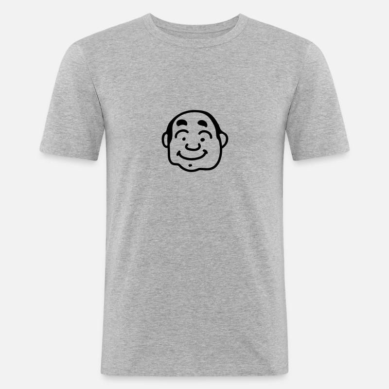Netter Mann - Opa - Line - Männer Slim Fit T-Shirt - Grau meliert