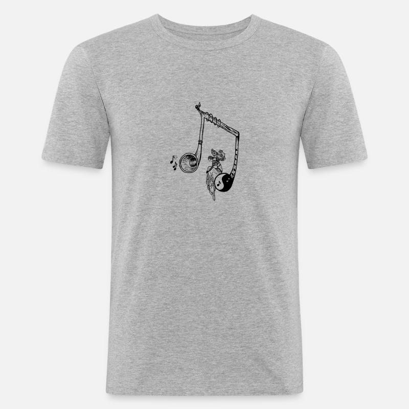 MysticalNote - Männer Slim Fit T-Shirt - Grau meliert