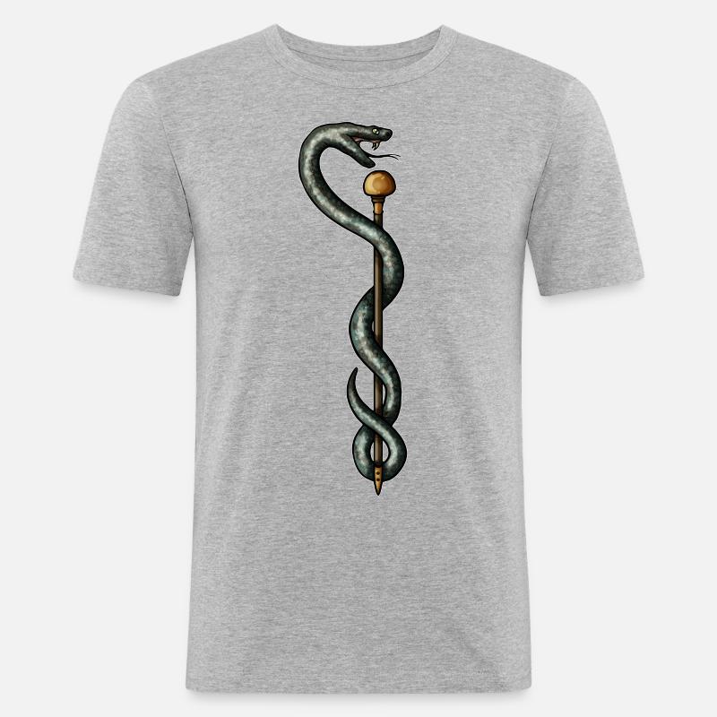 Aesculapstab - Männer Slim Fit T-Shirt - Grau meliert