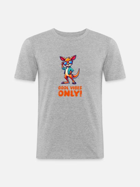 Kangaroo Comic Sunglasses - Men's Slim Fit T-Shirt - heather grey