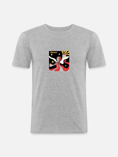 Power - Männer Slim Fit T-Shirt - Grau meliert