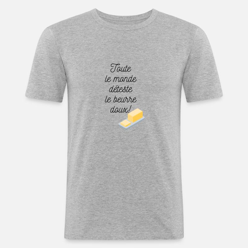 BeurreDoux - Männer Slim Fit T-Shirt - Grau meliert