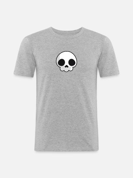Creepy cute Skull - Männer Slim Fit T-Shirt - Grau meliert