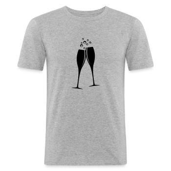 Sektgläser - Männer Slim Fit T-Shirt - Grau meliert - Vorne - Nik (191cm)
