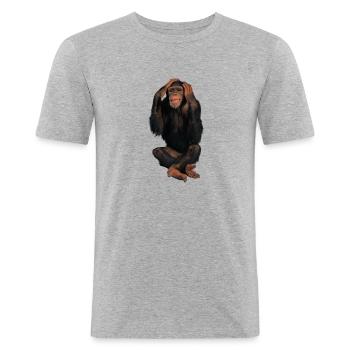 monkey - Männer Slim Fit T-Shirt - Grau meliert - Vorne - Nik (191cm)