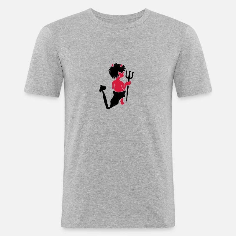 polisson / little devil (a, 2c) - T-shirt près du corps Homme - gris chiné