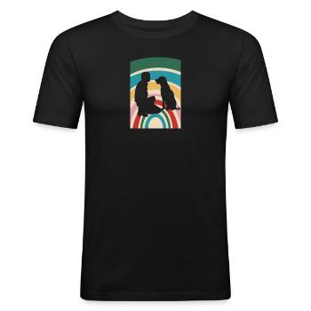 École canine Sports canins Éducateur canin - T-shirt près du corps Homme - noir - Devant - Nik (191cm)