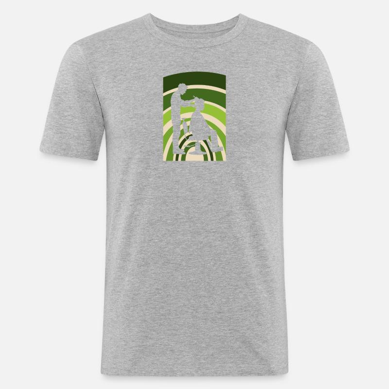 Coiffeur Coiffure Ciseaux - T-shirt près du corps Homme - gris chiné