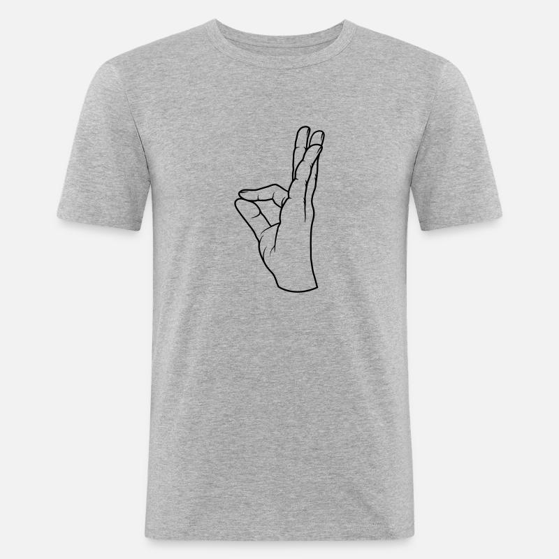 Handgeste perfekt sehr lecker - Männer Slim Fit T-Shirt - Grau meliert