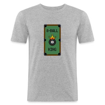 Retro 8-Bit 8-Ball King (Table) - T-shirt près du corps Homme - gris chiné - Devant - Nik (191cm)