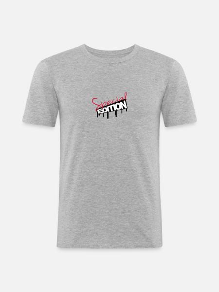 Special Edition Graffiti - Männer Slim Fit T-Shirt - Grau meliert