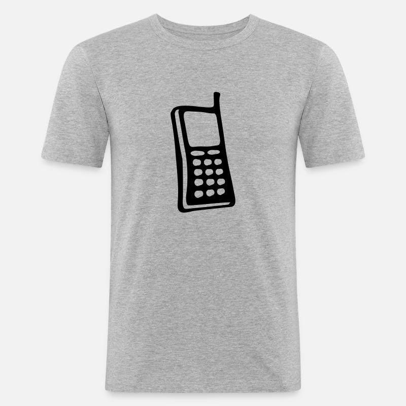 Squilla il cellulare 1 - Maglietta aderente da uomo - grigio melange