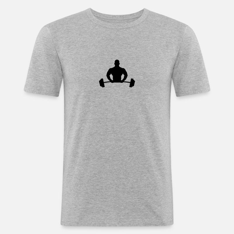 Bodybuilder Logo - Männer Slim Fit T-Shirt - Grau meliert