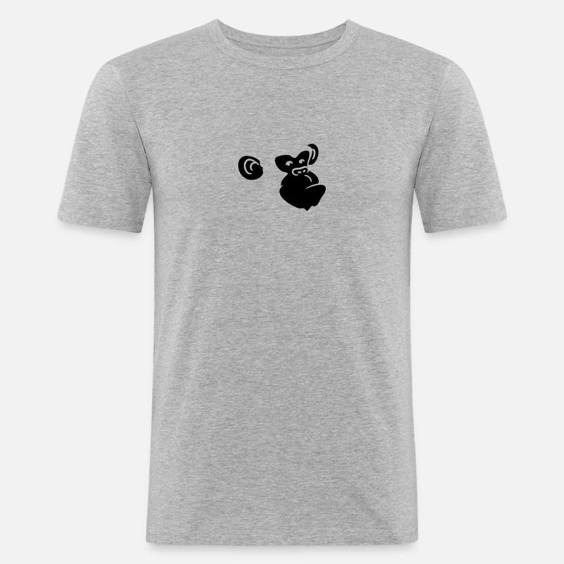 Cool Affen Kopf Design - Männer Slim Fit T-Shirt - Grau meliert