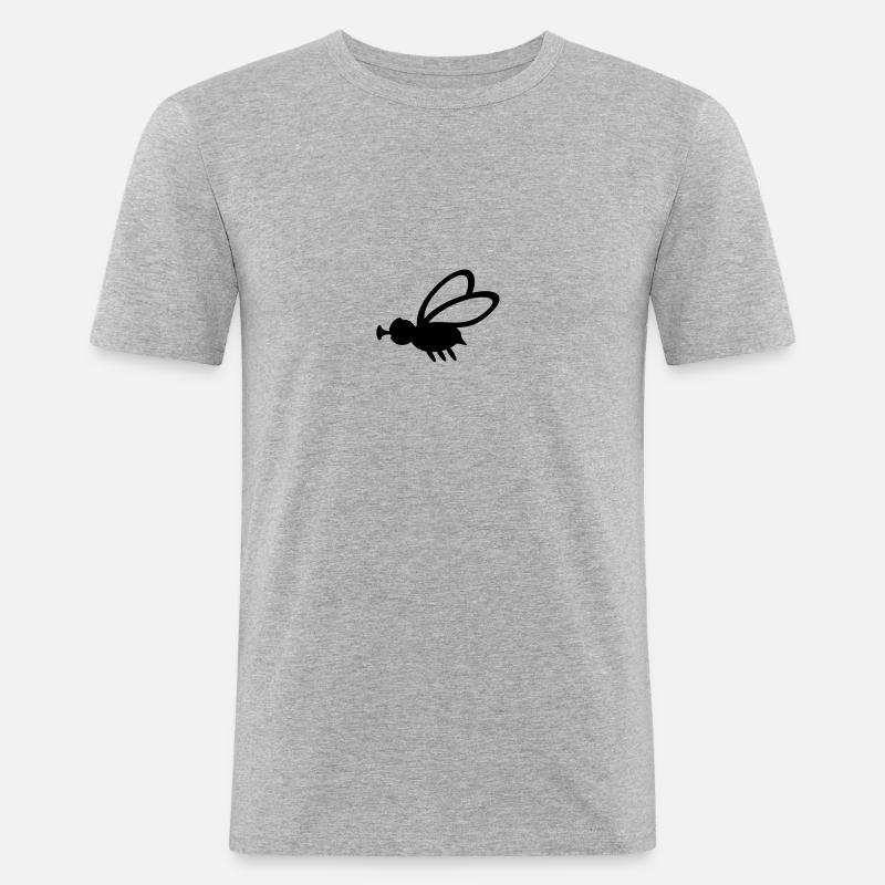 Stubenfliege / house fly (mini, 1c) - Männer Slim Fit T-Shirt - Grau meliert