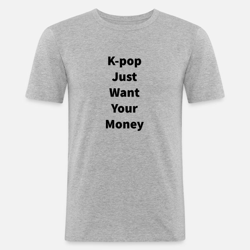 Coreano - Maglietta aderente da uomo - grigio melange