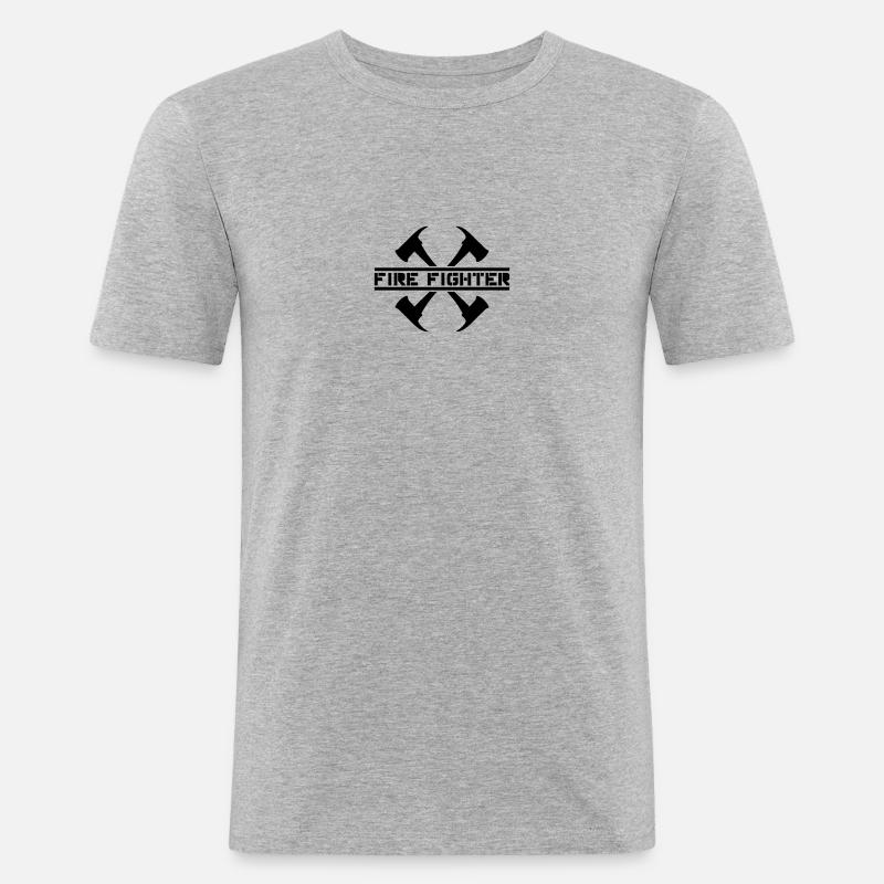 2 Feuerwehr Äxte Firefighter - Männer Slim Fit T-Shirt - Grau meliert