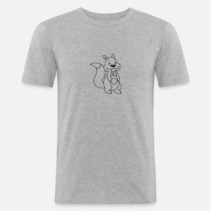 Nuss Comic Eichhörnchen - Männer Slim Fit T-Shirt - Grau meliert