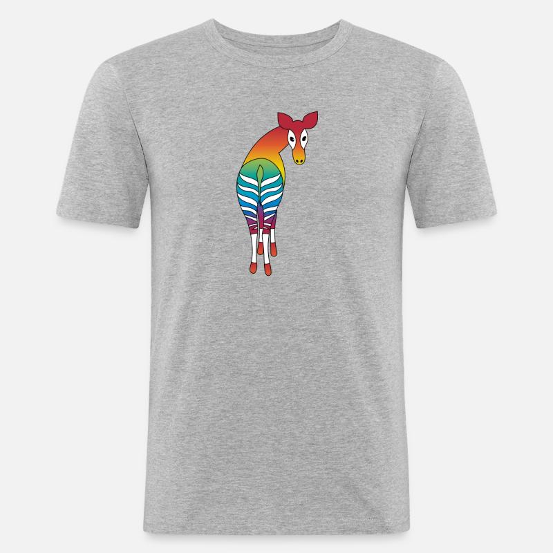 Regenbogen Okapi - Männer Slim Fit T-Shirt - Grau meliert