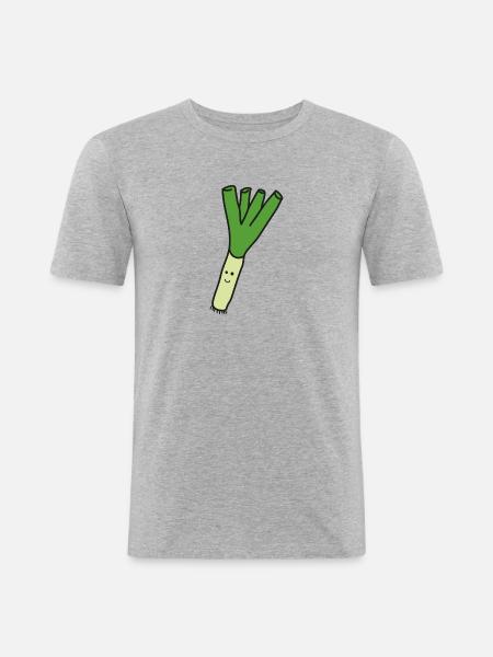 Lauch - Männer Slim Fit T-Shirt - Grau meliert