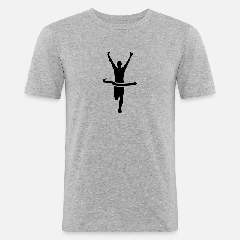 Sieger Gewinner - Männer Slim Fit T-Shirt - Grau meliert