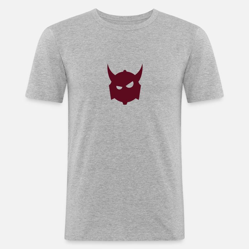 Teufelskopf/ devils head (1c) - Männer Slim Fit T-Shirt - Grau meliert