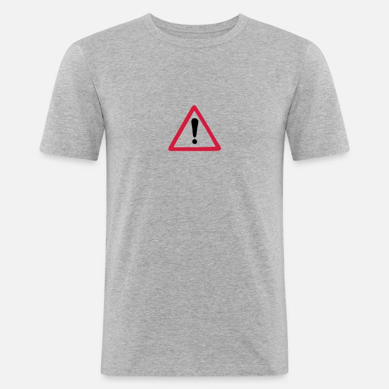 Warn Zeichen Warnung - Männer Slim Fit T-Shirt - Grau meliert