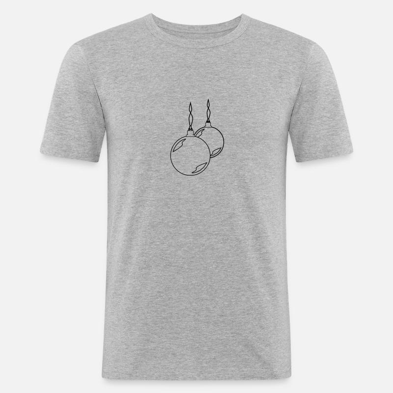 zwei Weihnachtskugeln - Männer Slim Fit T-Shirt - Grau meliert